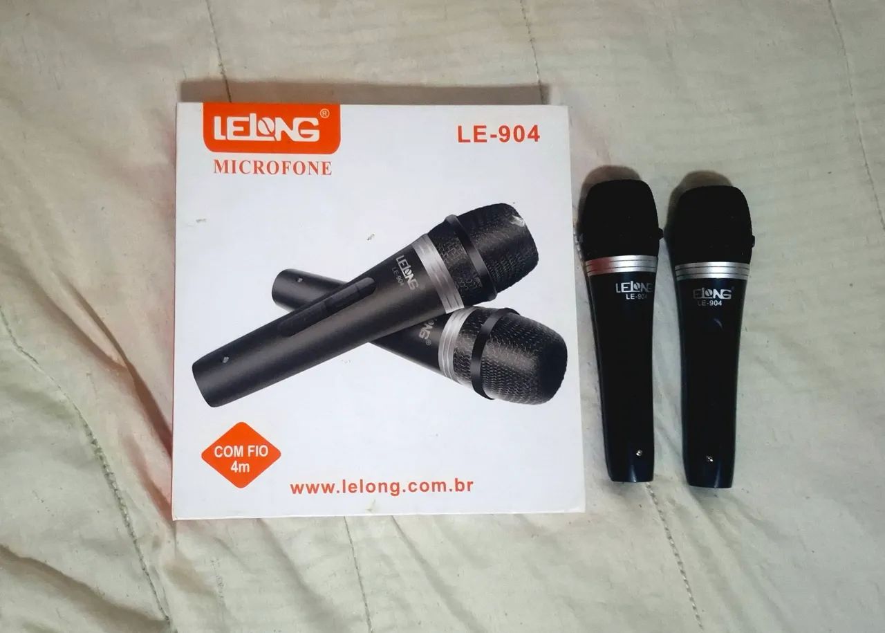 Kit com 2 microfones lelong com fio