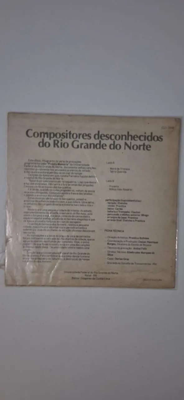 disco vinil compacto compositores desconhecidos do rio grande do norte usado - Foto 2