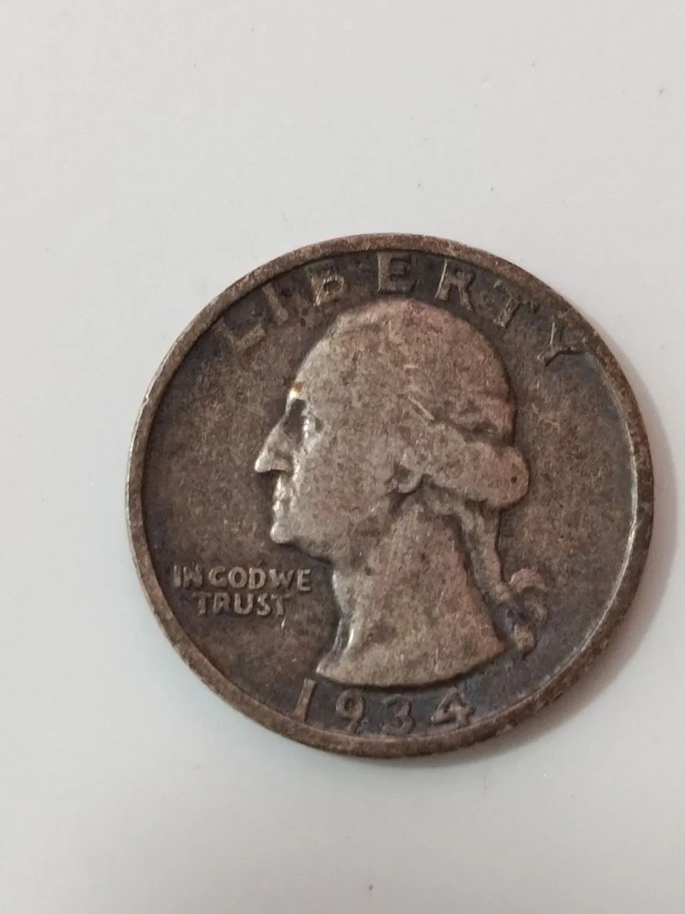 Moeda Antiga Prata 90% 1/4 Dólar EUA (1934) - Colecionável / Prata Maciça