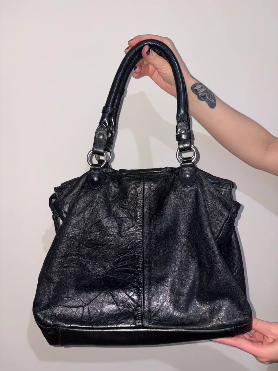 bolsa couro preta - Foto 2