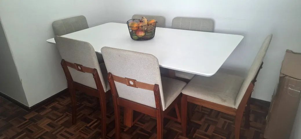 Mesa de Jantar Retangular 160x90 cm com 6 Cadeiras - Foto 2