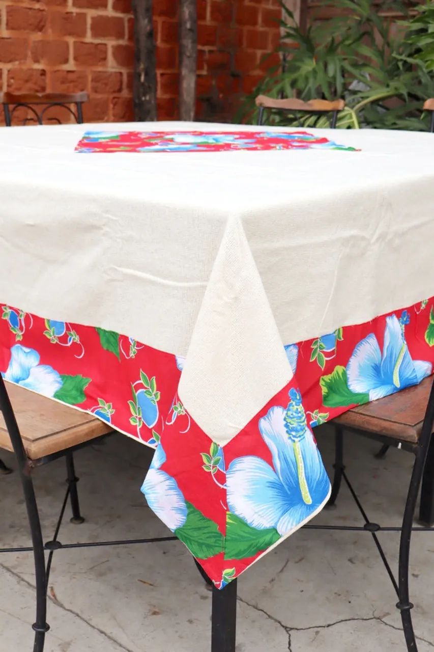 Toalha de mesa com barra em chita 1,10X 1,10cm NOVO Promoção