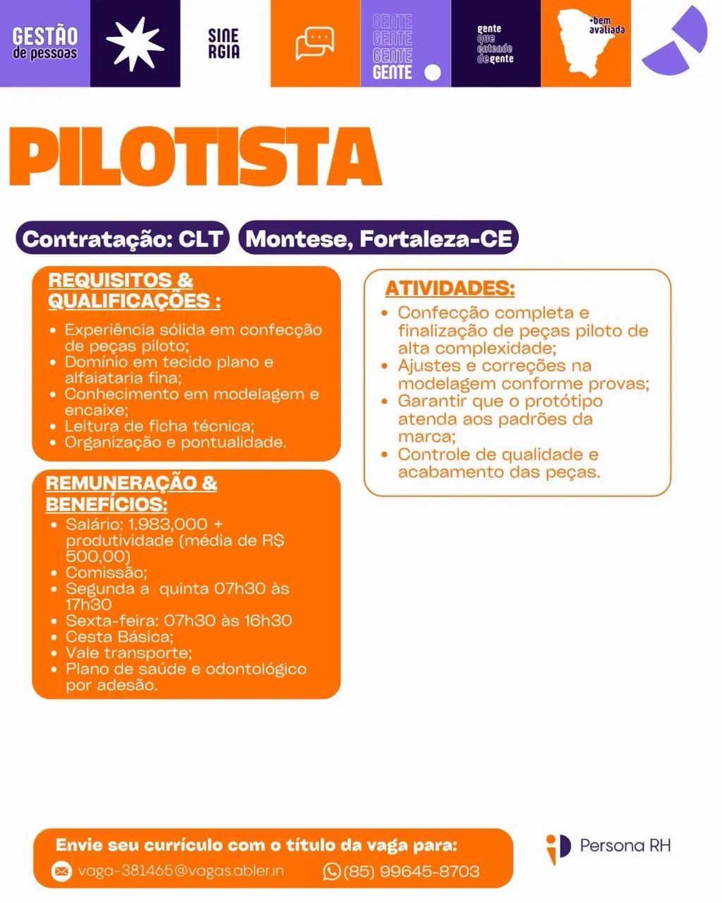 VAGA DE PILOTISTA (MODA) 