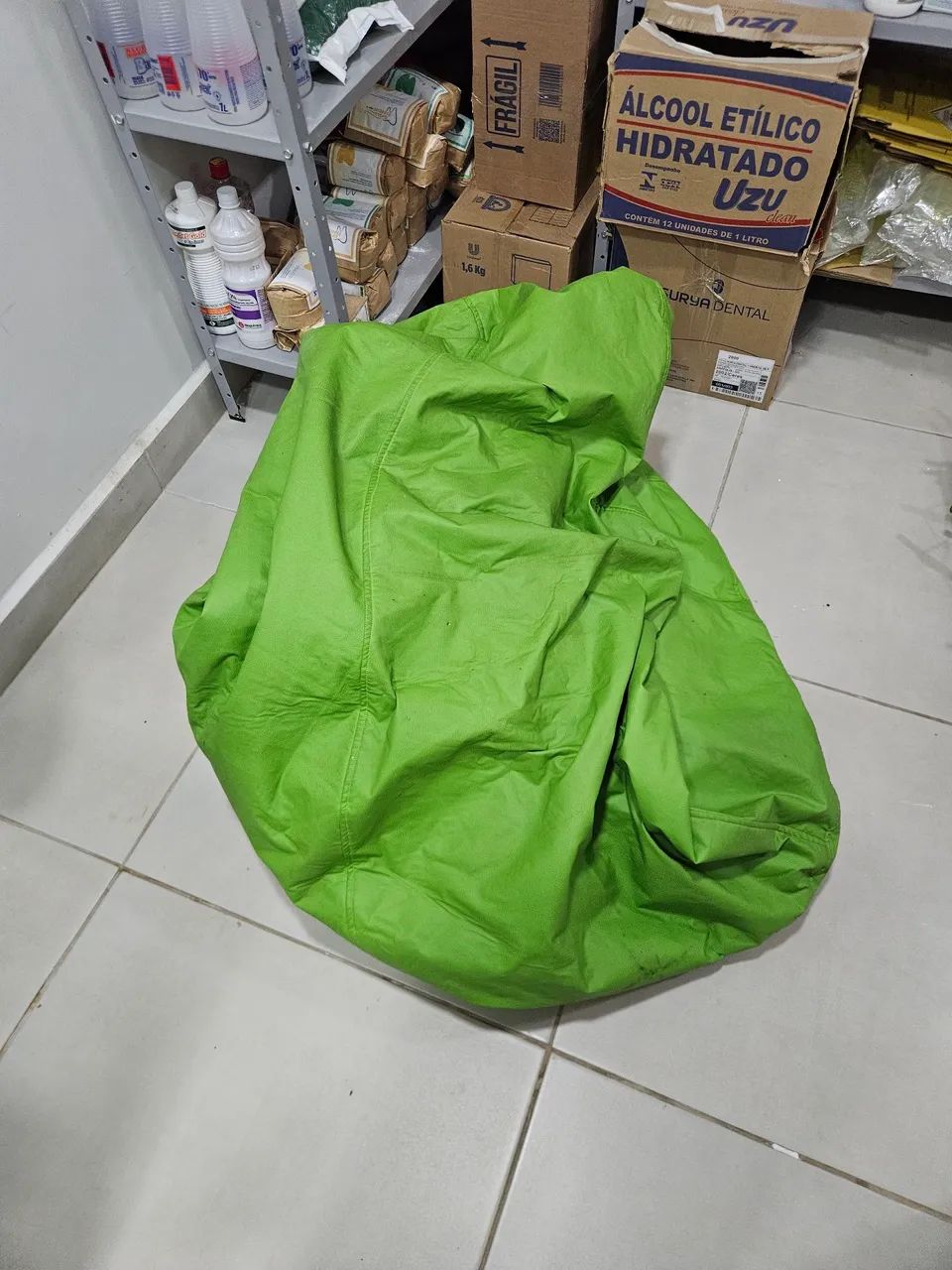 Puff pêra grande em couro verde - Foto 2