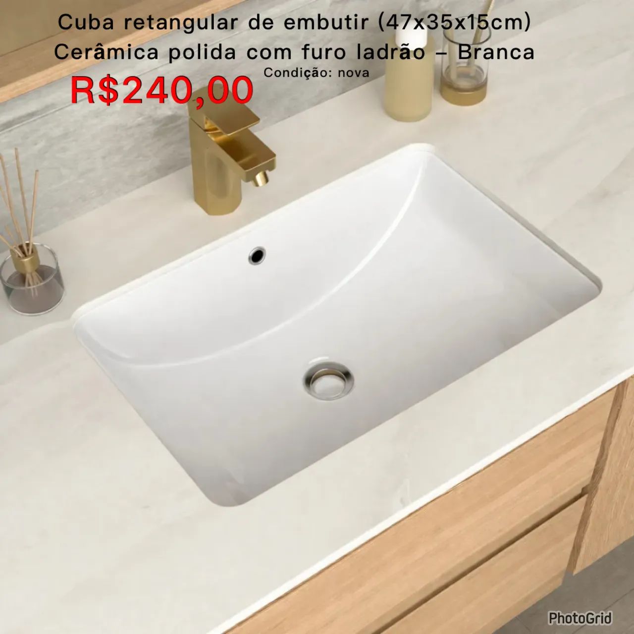Cuba de embutir banheiro 