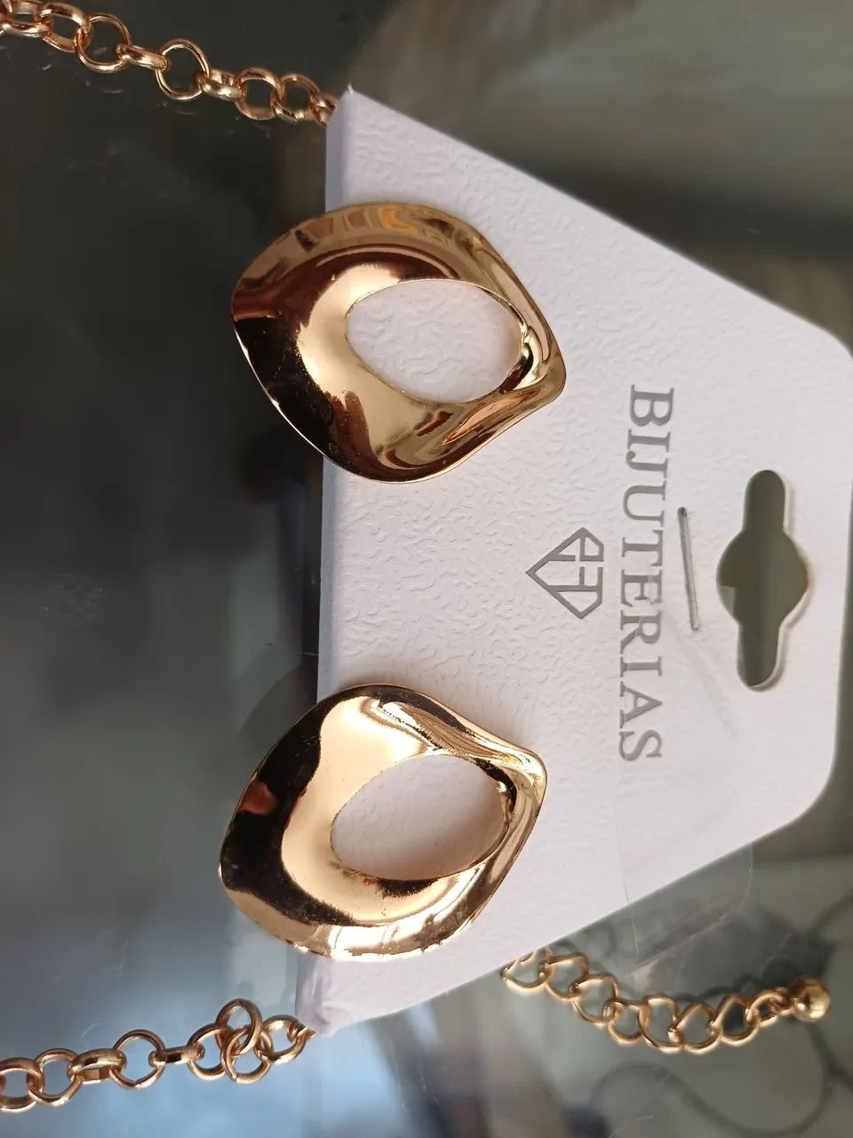 Colar e Brinco Ondulado Bijoux Dourado e Prata - Foto 2