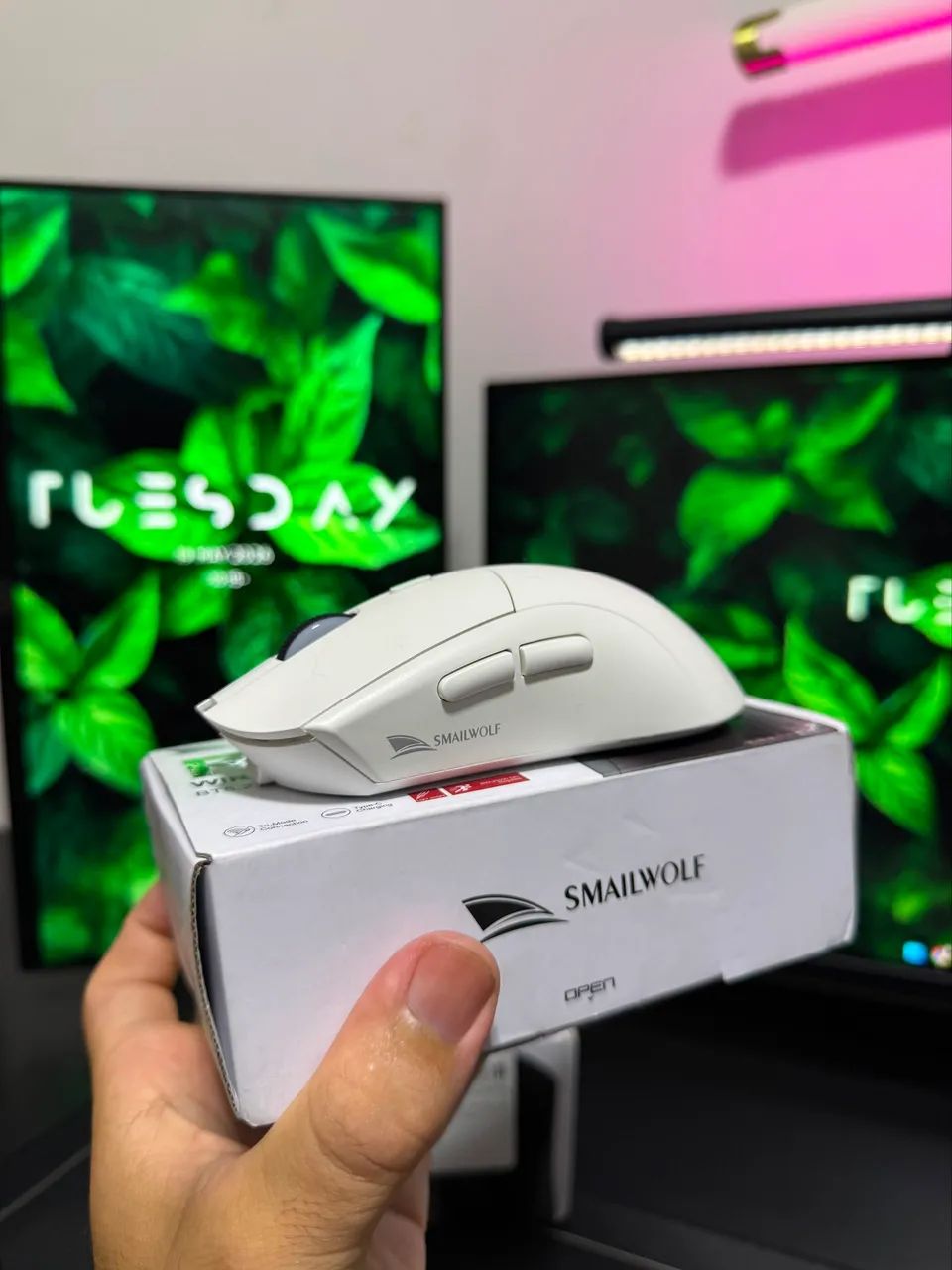 MOUSE GAMER SEM FIO  SMAILWOLF RS7 BRANCO - Foto 3