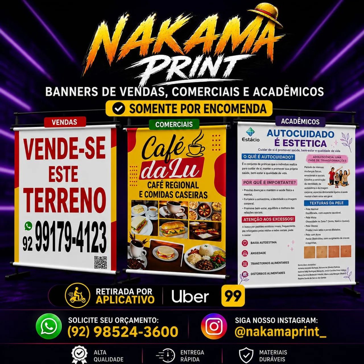 Banners Comerciais, de Vendas, Acadêmicos, Festas 