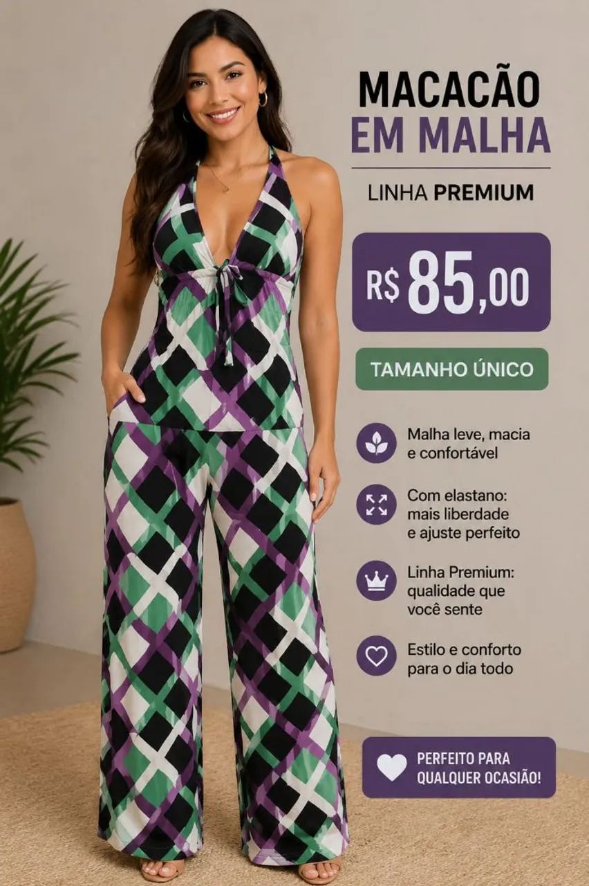 Macacão e vestidos xadrez linha premium confort  - Foto 4