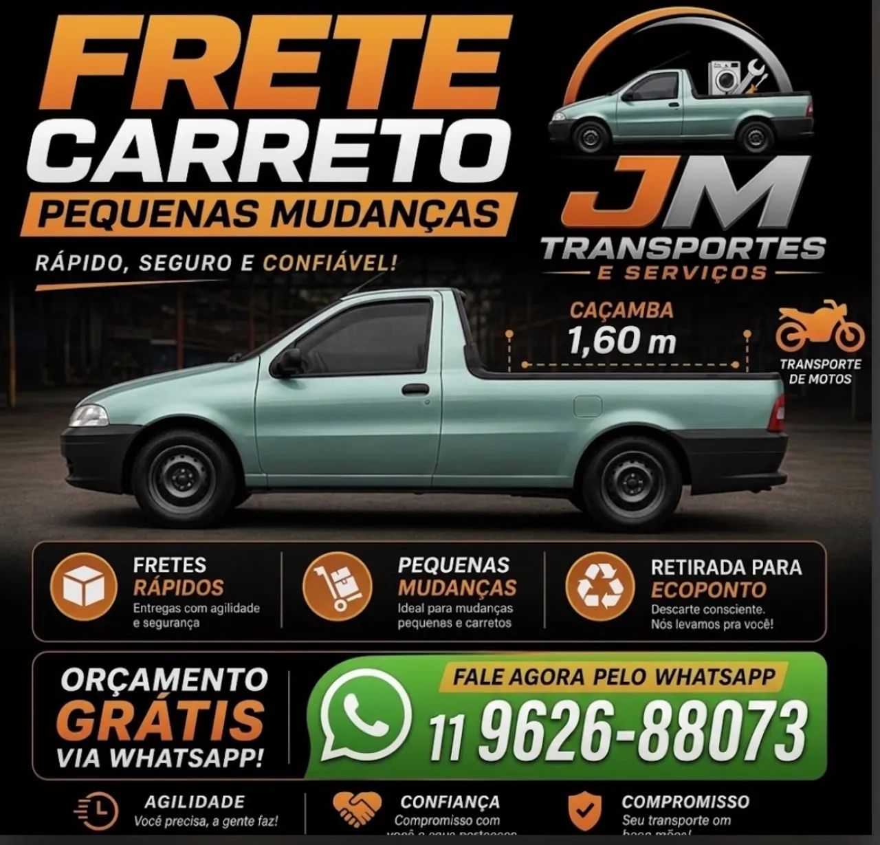 Faço pequenos carretos e transporte de motos