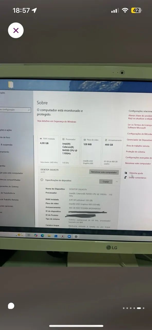 computador all in one lg 22 polegadas em perfeito estado - Foto 4