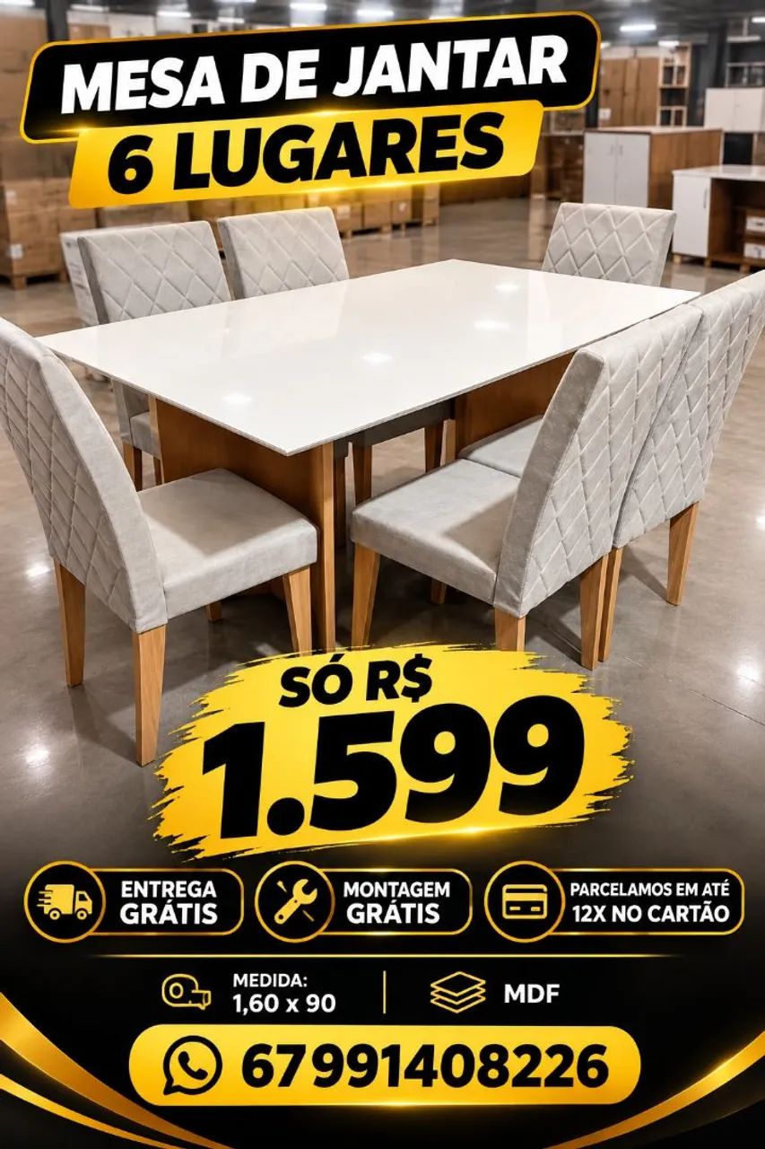 Mesa de jantar 6 lugar 