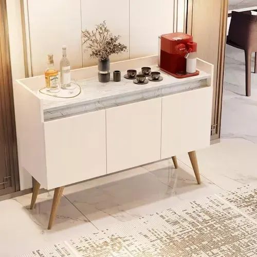 Buffet Gold Marmorizado 3 portas Off/Marmore Branco