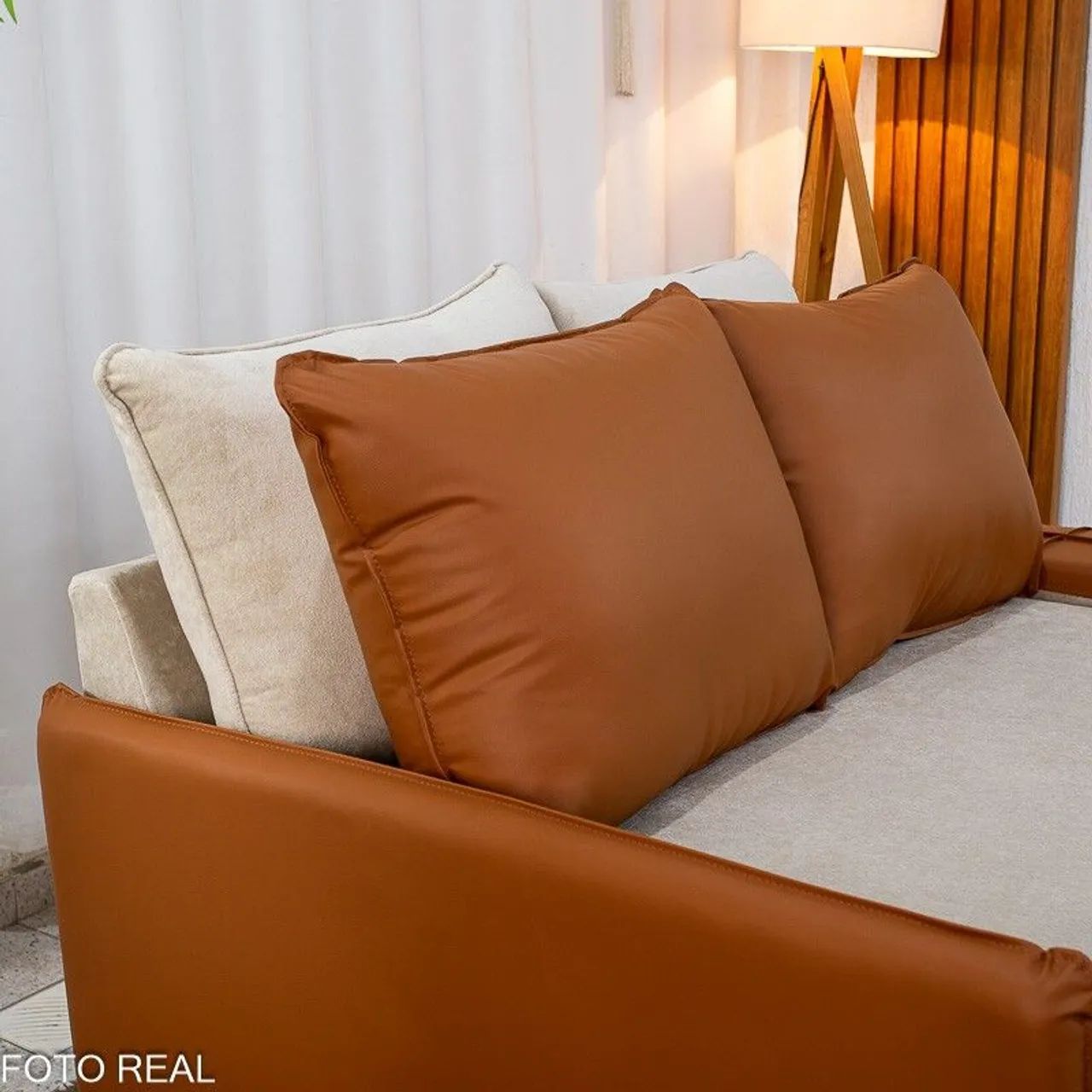 Sofá Cama Casal Larg 1.46m Veludo Bege - Foto 4