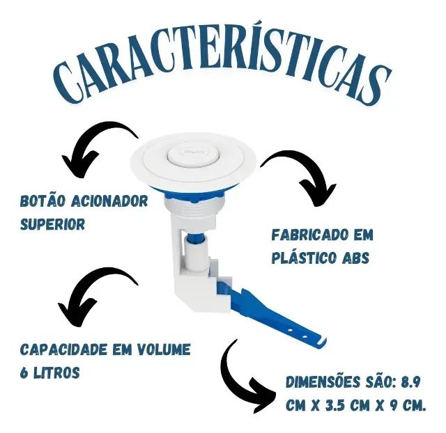 Botão caixa acoplada acionamento superior universal com corrente - Novo a pronta entrega - Foto 4