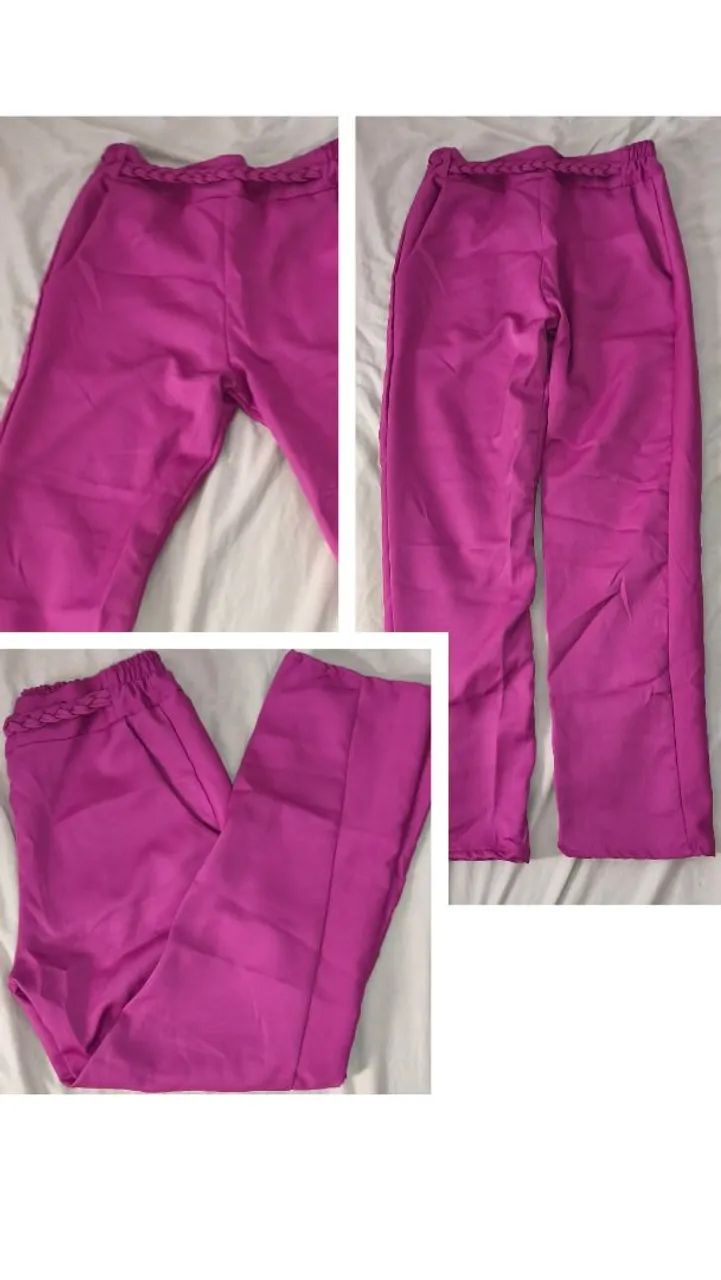 Calça de Tecido Rosa/Magenta Feminina P