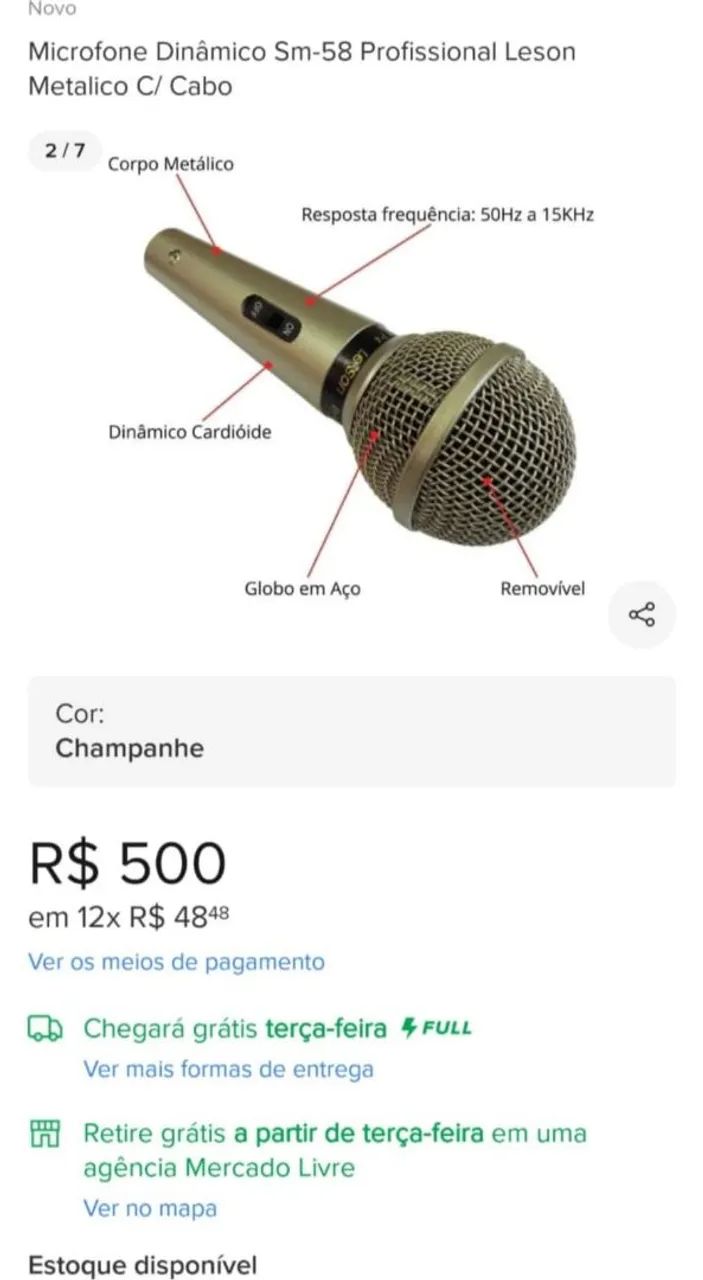 Microfones Profissionais Dinamic para Voz  - Foto 3