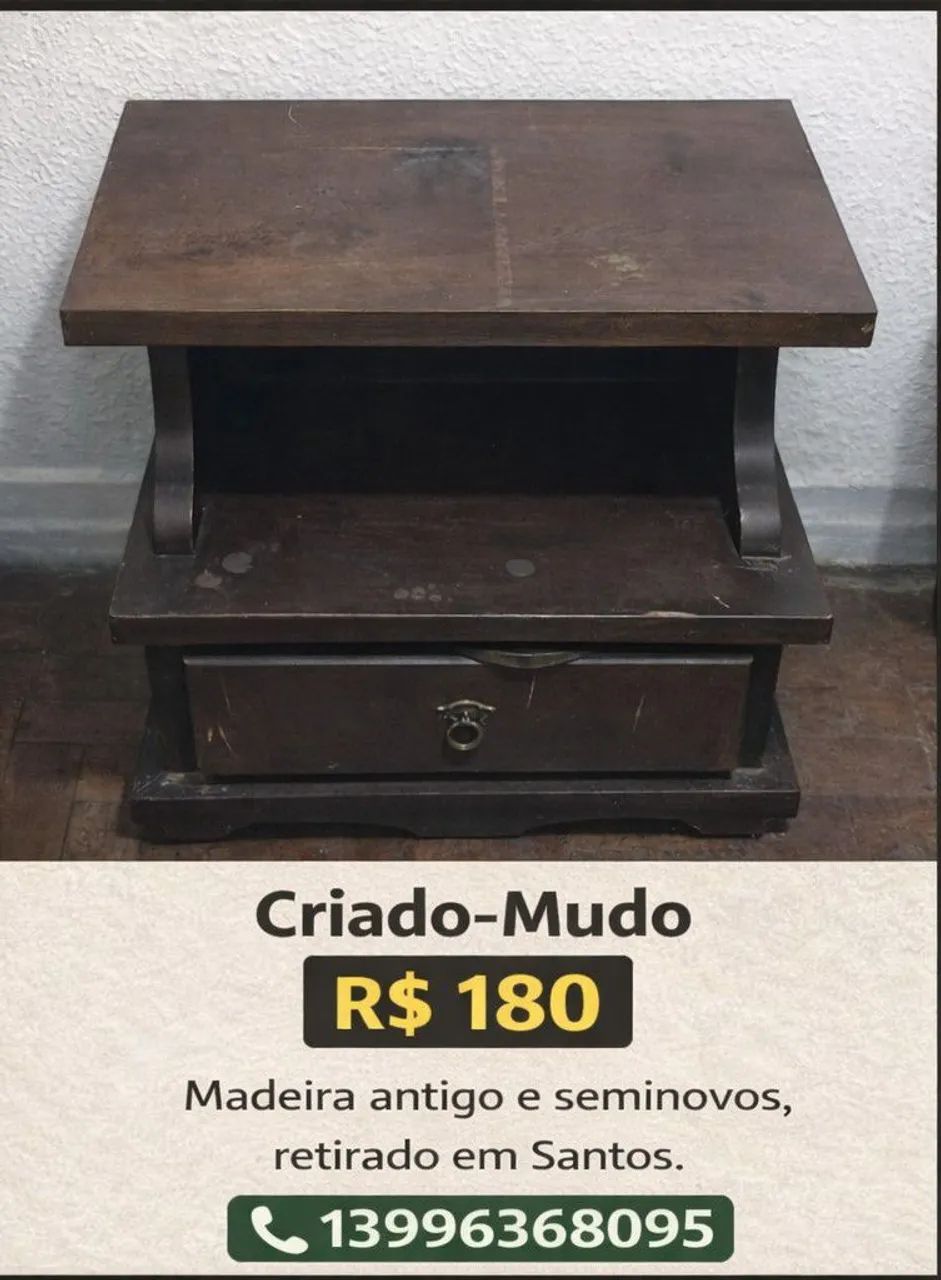 Criado mudo de madeira vintage 