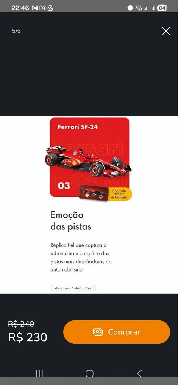 Miniatura CONTROLE REMOTO F1 Burago Ferrari SP-24 Shell 1/41Bluetooth - Foto 4