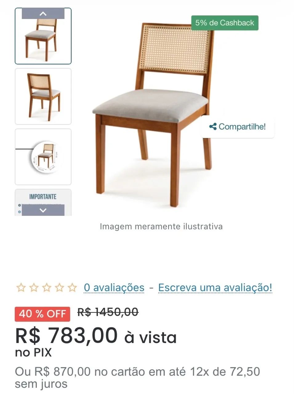 Mesa quadrada 1,40 X 1,40 com as 6 cadeiras  - Foto 4