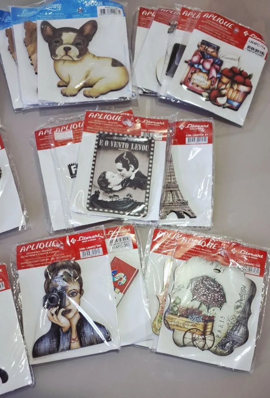Kit de 118 Apliques MDF e Papel Litoarte e outros diversos  - Foto 3