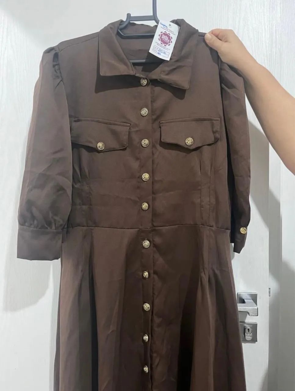 Vestido bella amora moda marrom