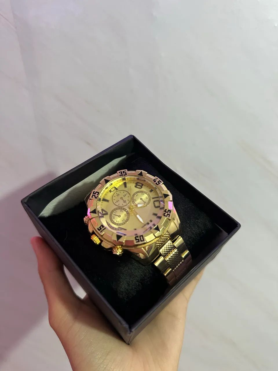 Relógio masculino dourado - Foto 3