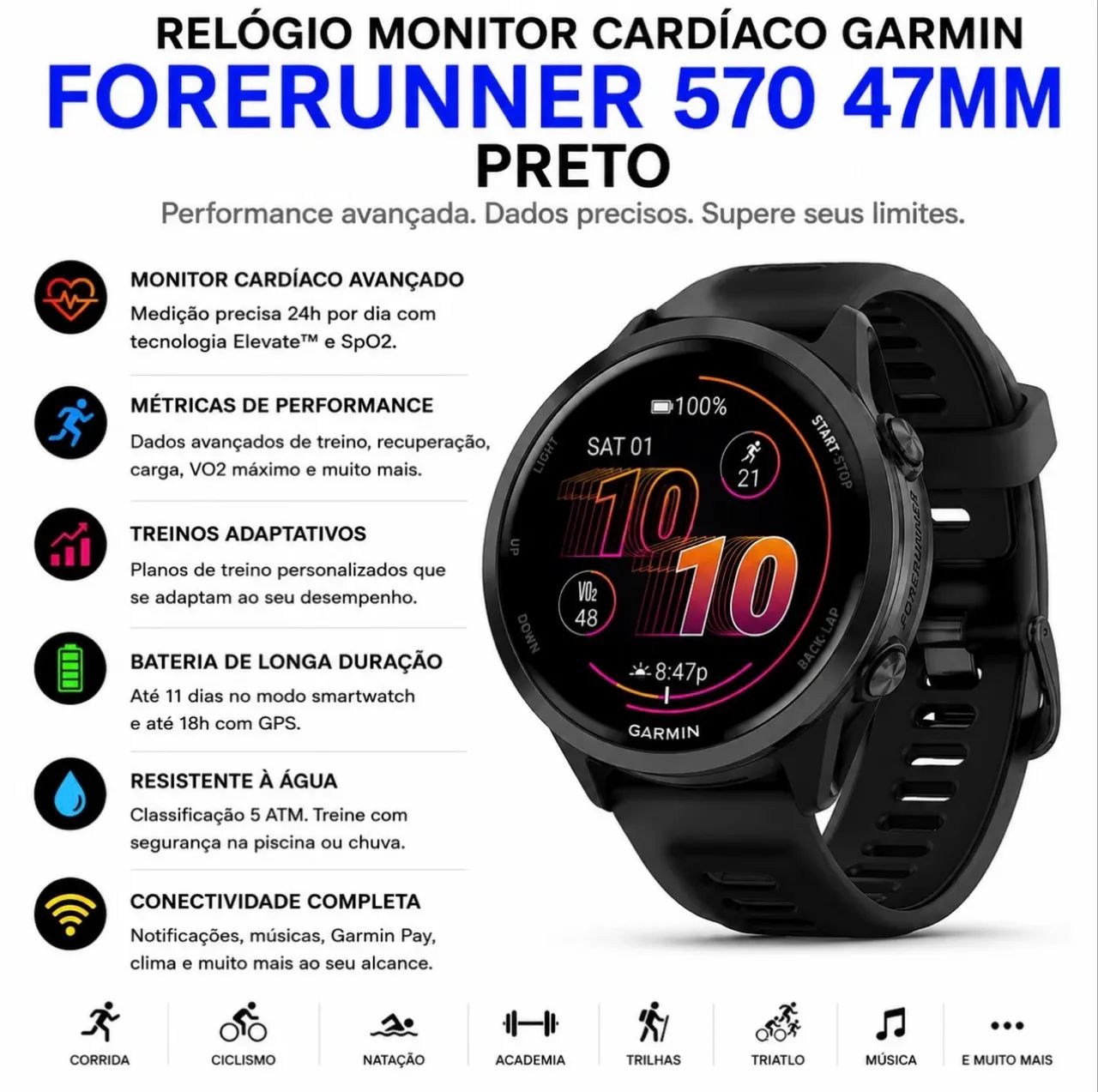 Relógio Garmin 570 - 47mm - Foto 3