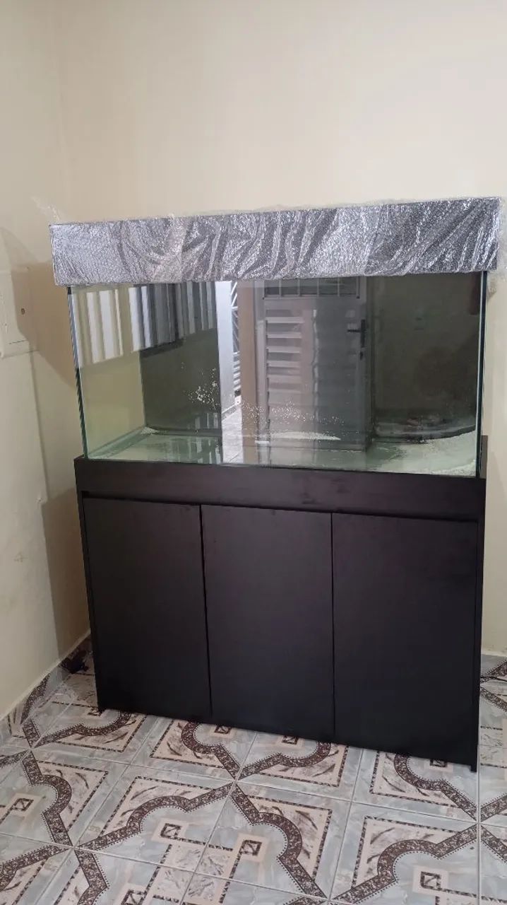 120x45x60 Aquarium, 10 mm Thick, with Mobile Sump, Marine Plywood Stand Featuring Dry Area and Aqualumini Solarium LED Light