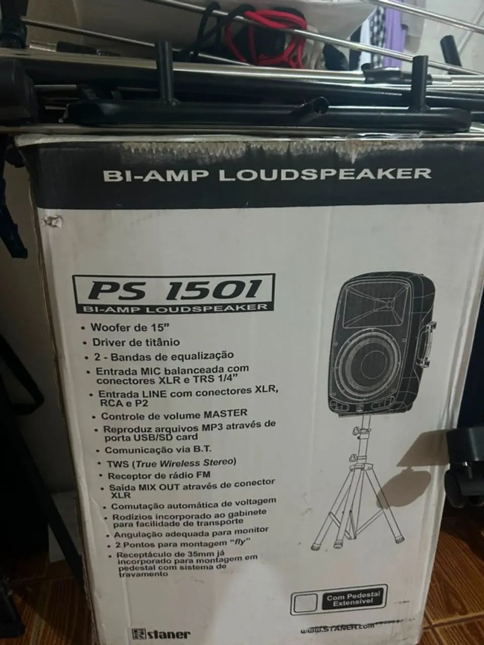 Caixa de Som Amplificada Staner Ps1501, Bluetooth, 200W, Ativa, USB, Com Tripé, Preta - Foto 3