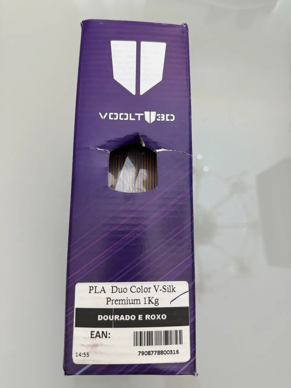 Filamento Pla Duo Color Roxo E Dourado V-silk Imprimir 3d
