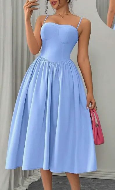 Vestido Azul-bebê (P) - SHEIN