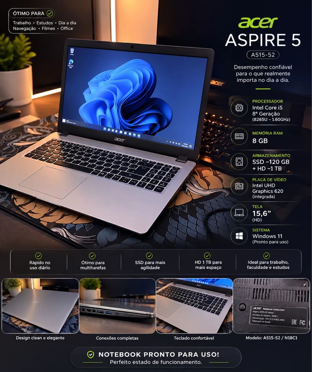 Notebook Acer Aspire 5 Intel Core i5 | 8GB RAM | SSD + HD 1TB - Foto 2