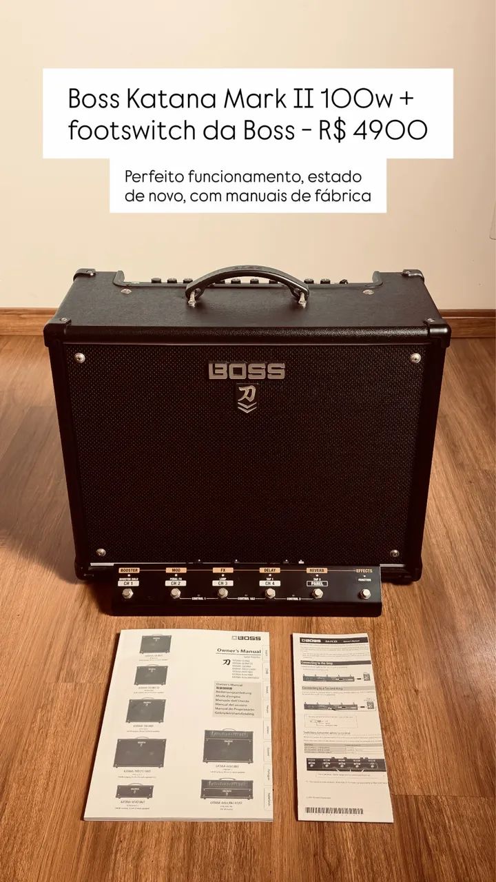 KAWADA アルシオン2 コンバージョンキット SX-100 Boss Katana 100 MK2 + Footswitch GA-FC-EX (versão expandida) +