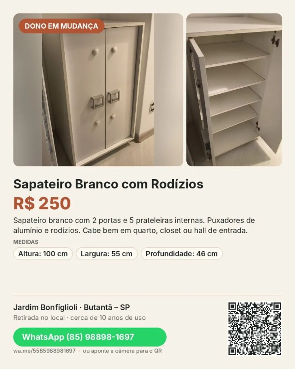 Sapateiro branco com rodízio