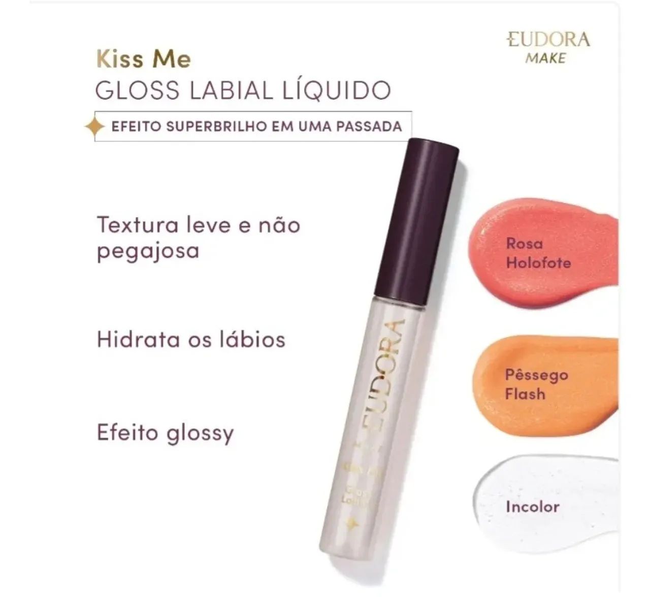 GLOSS KISS ME EUDORA ROSA HOLOFOTE  - Foto 2