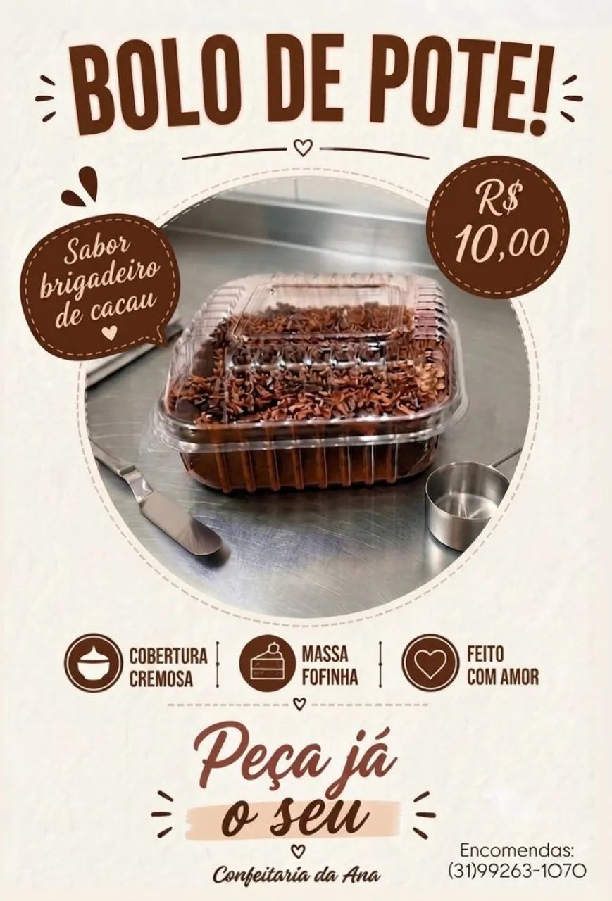Bolo de Pote - Chocolate de cacau
