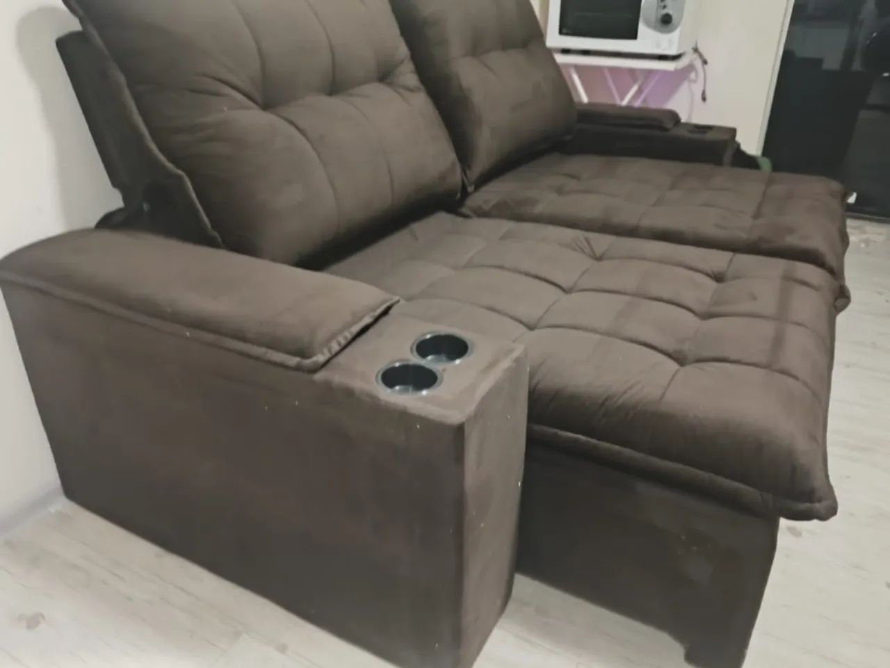 Sofa retratril reclinavel molas ensacadas/ império marrom
