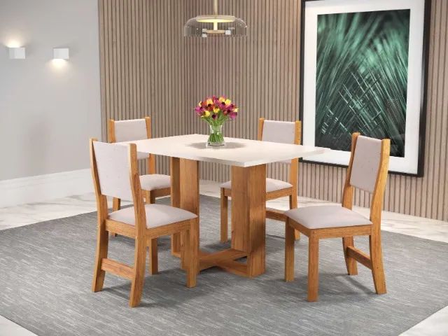 Sala Magic 120 com 4 Cadeiras Sol, 1,20x0,80cm Vieiro.