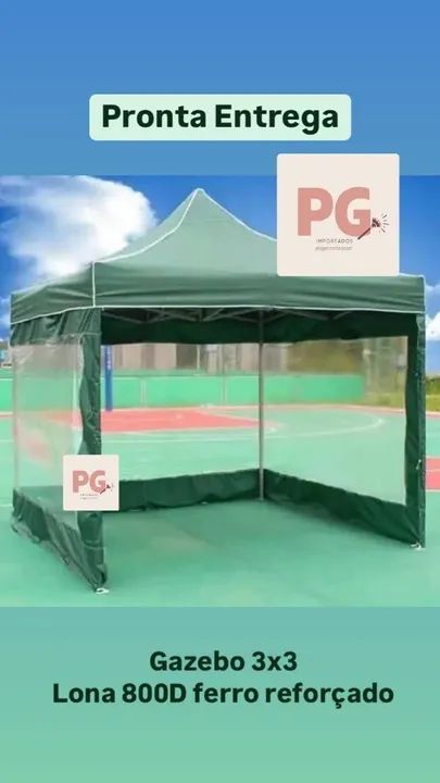 Gazebo 3x3 ferro branco reforçado lona 800D