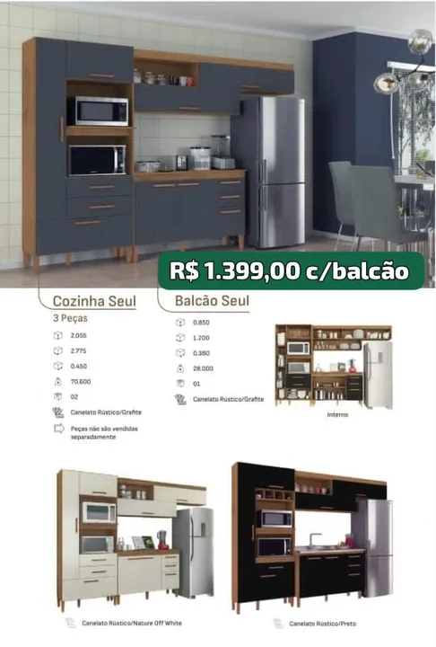 Armario De Cozinha Seul + Balcao Seul