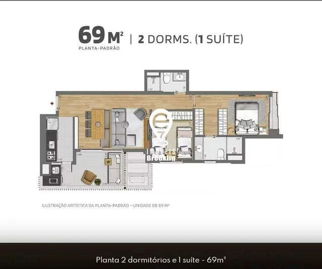 Apartamento 69m com 2 dormitórios 1 vaga no Brooklin - Foto 5