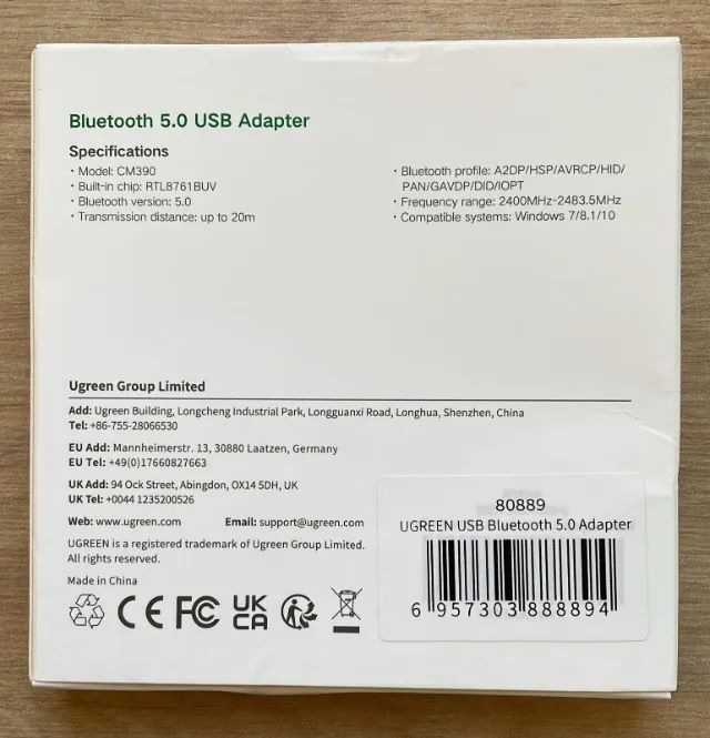 Adaptador Receptor Transmissor Bluetooth 5.0 USB Ugreen CM390 - Foto 2