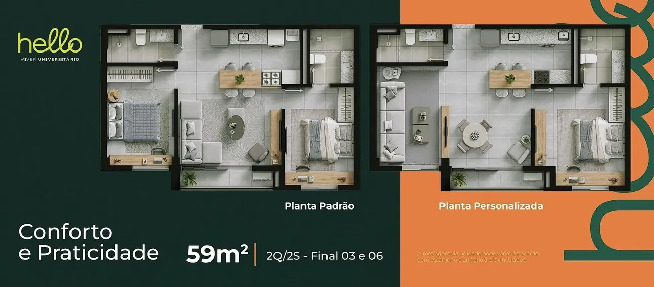 Apartamento 2 quartos sendo 1 suíte - em frente a faculdade de medicina da PUC universitár