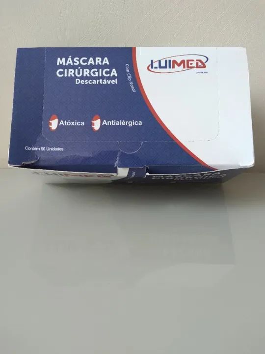 Máscara Cirúrgica Descartável LUIMED com clip nasal tripla 50 unidades - Foto 2