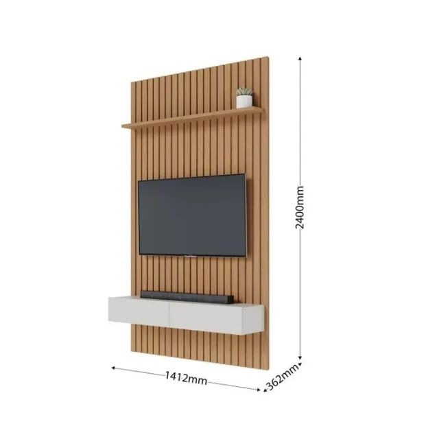 Painel para Tv Ripado Ambiente Niágara 1412 mm com Nicho Freijó Off White- Colibri - Foto 2