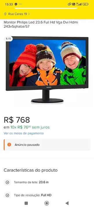 Monitor Philips Led 23'6 Full HD HDMI  - Foto 5