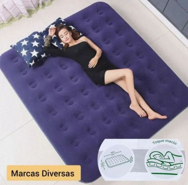 Colchao Inflavel Casal Camping Suporta Ate 300kg-Entregas 9h as 22h
