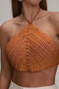 Top Crochê Amarração - Laranja