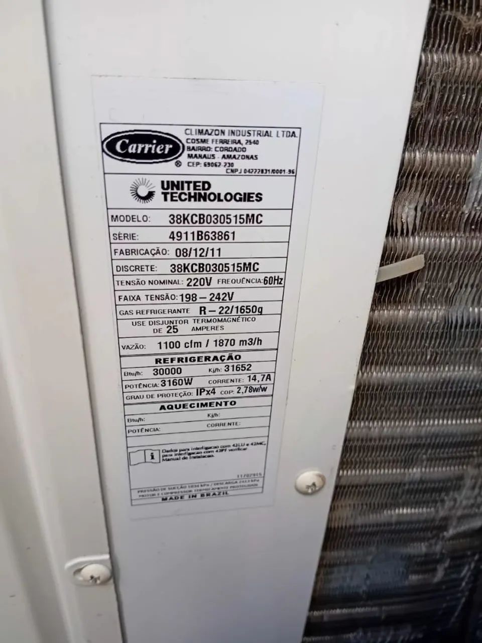 Ar condicionado e condensado carrier 30mil buts - Foto 3